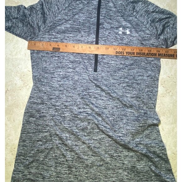 Under Armour HeatGear Gray Long Sleeve 1/4 Zip Performance Training Wicking - Picture 5 of 6